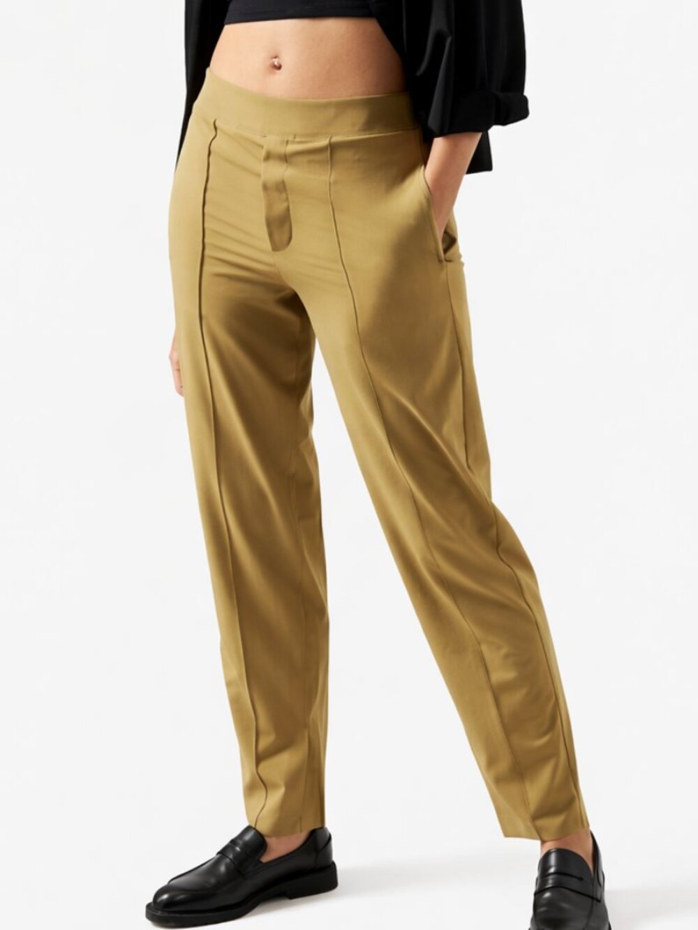 Athleta Brooklyn Heights Vienna High Rise Slim Packable Travel Pants Gold